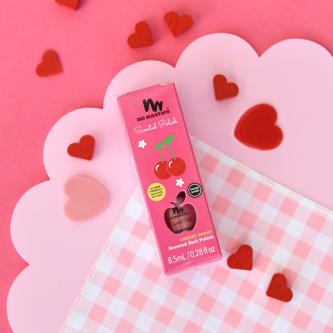 No Nasties Girls Accessory Scented Kids Nail Polish - Cherry Berry Bright Pink