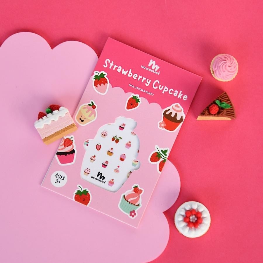 No Nasties Girls Accessory Strawberry Cupcake Nail Stickers