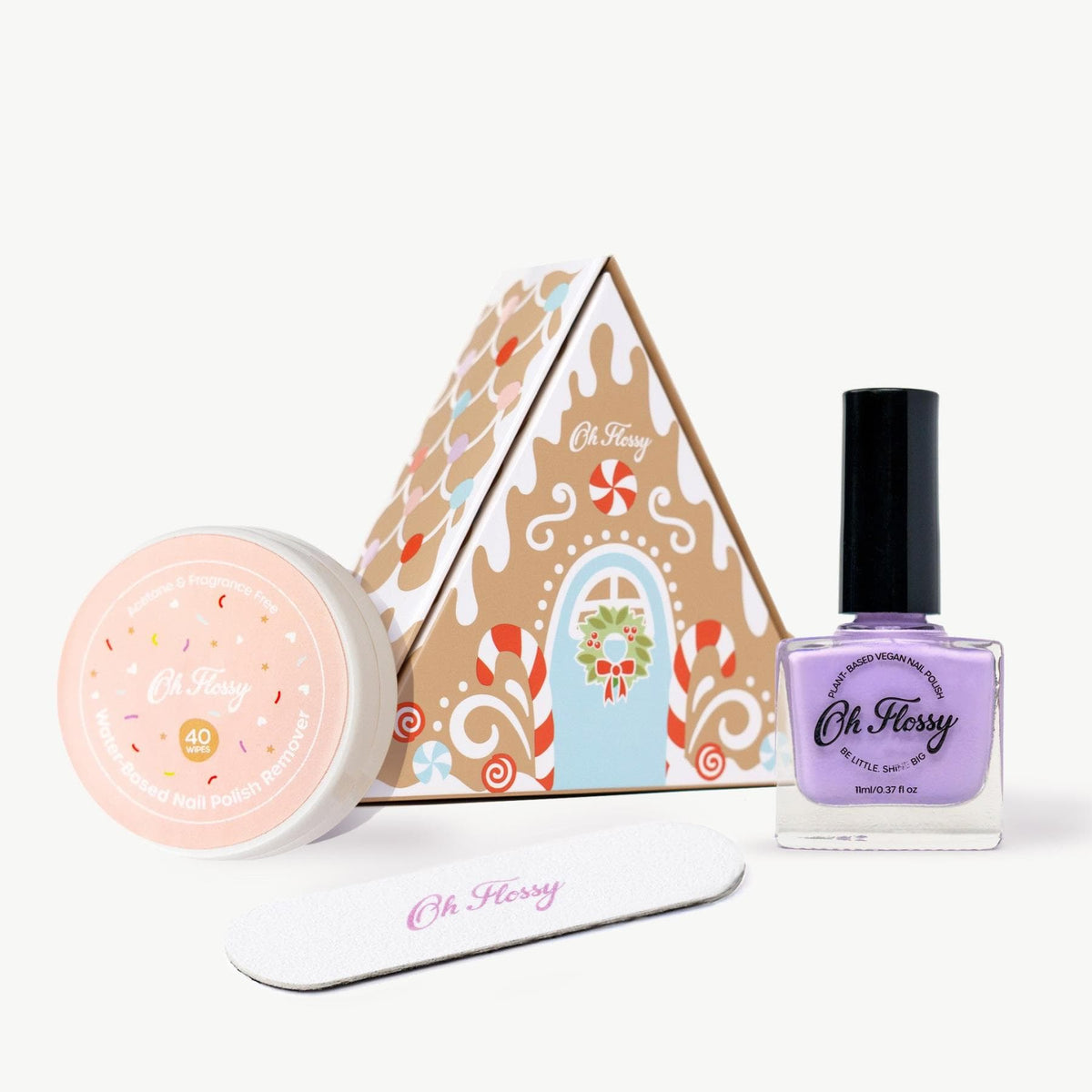 Oh Flossy Girls Accessory Christmas Gingerbread House Mini Mani Set