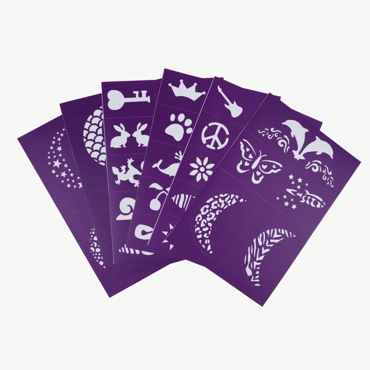 Oh Flossy Girls Accessory Reusable Adhesive Face Paint & Makeup Stencils - Purple