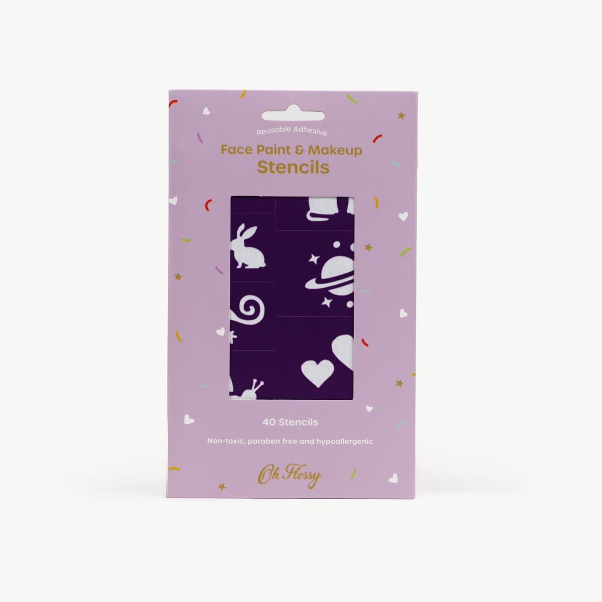 Oh Flossy Girls Accessory Reusable Adhesive Face Paint & Makeup Stencils - Purple