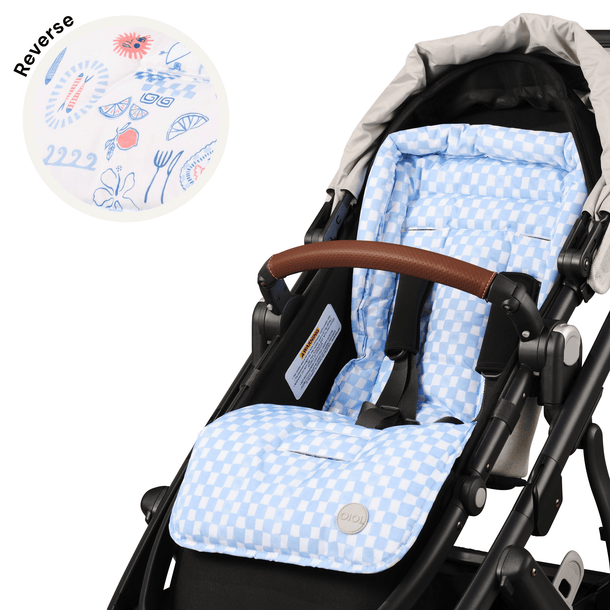 OiOi Baby Accessory Reversible Pram Liner - Mediterranean/Blue Check