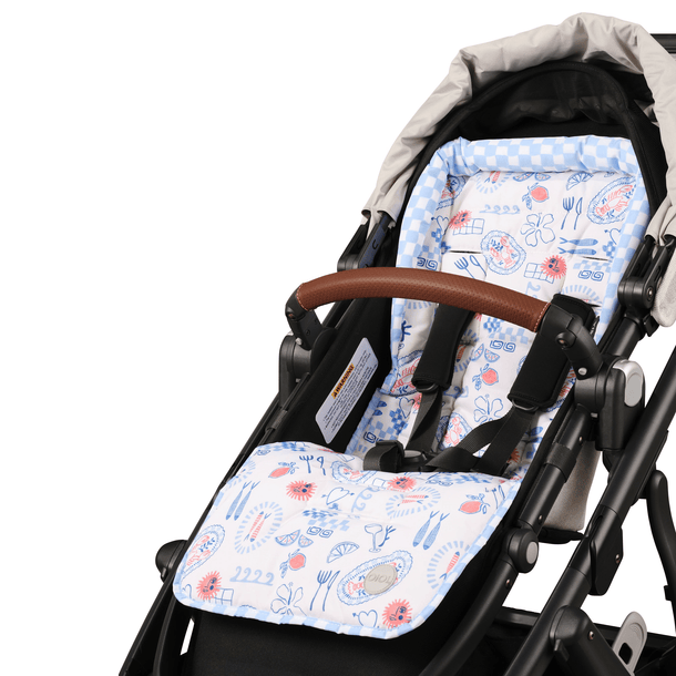 OiOi Baby Accessory Reversible Pram Liner - Mediterranean/Blue Check