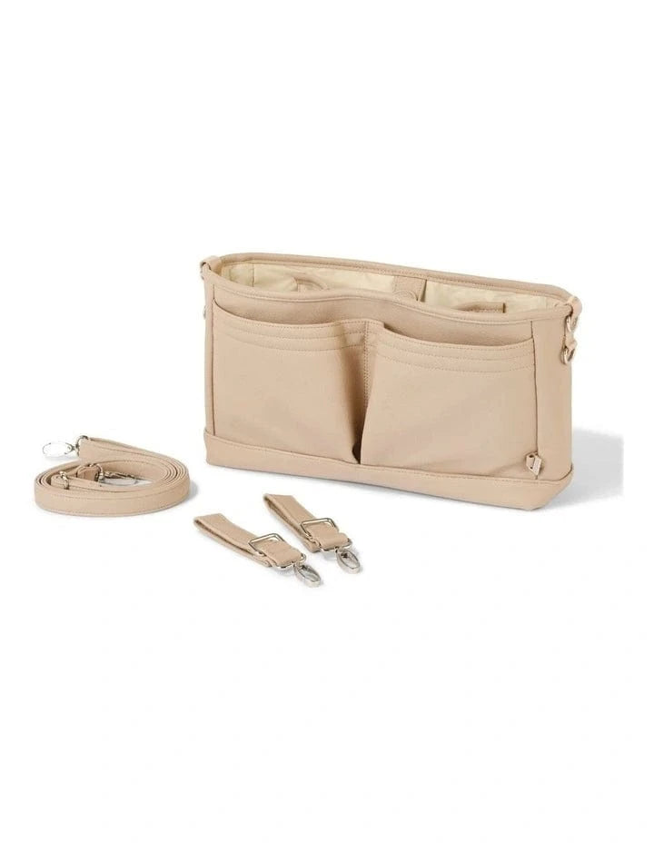 OiOi Baby Accessory Vegan Leather Stroller Organiser / Pram Caddy - Oat Dimple