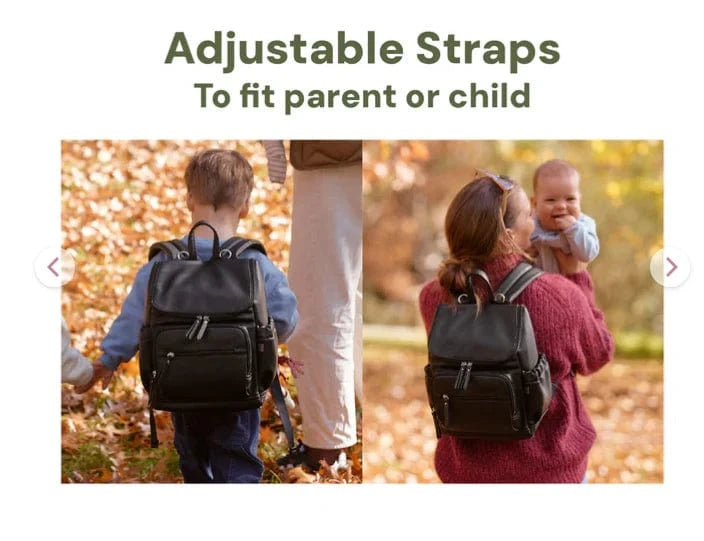 OiOi Baby Care Mini Signature Backpack - Black Vegan Leather
