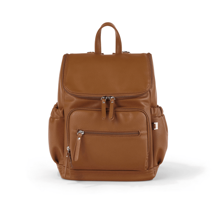 OiOi Baby Care Mini Signature Backpack - Chestnut Brown Vegan Leather