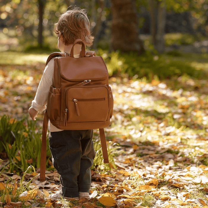 OiOi Baby Care Mini Signature Backpack - Chestnut Brown Vegan Leather