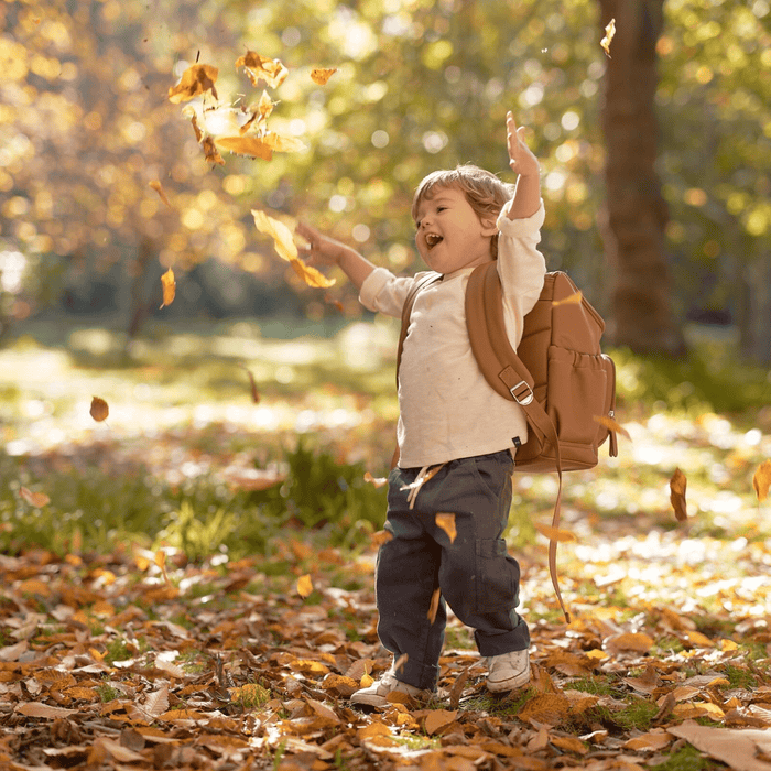 OiOi Baby Care Mini Signature Backpack - Chestnut Brown Vegan Leather