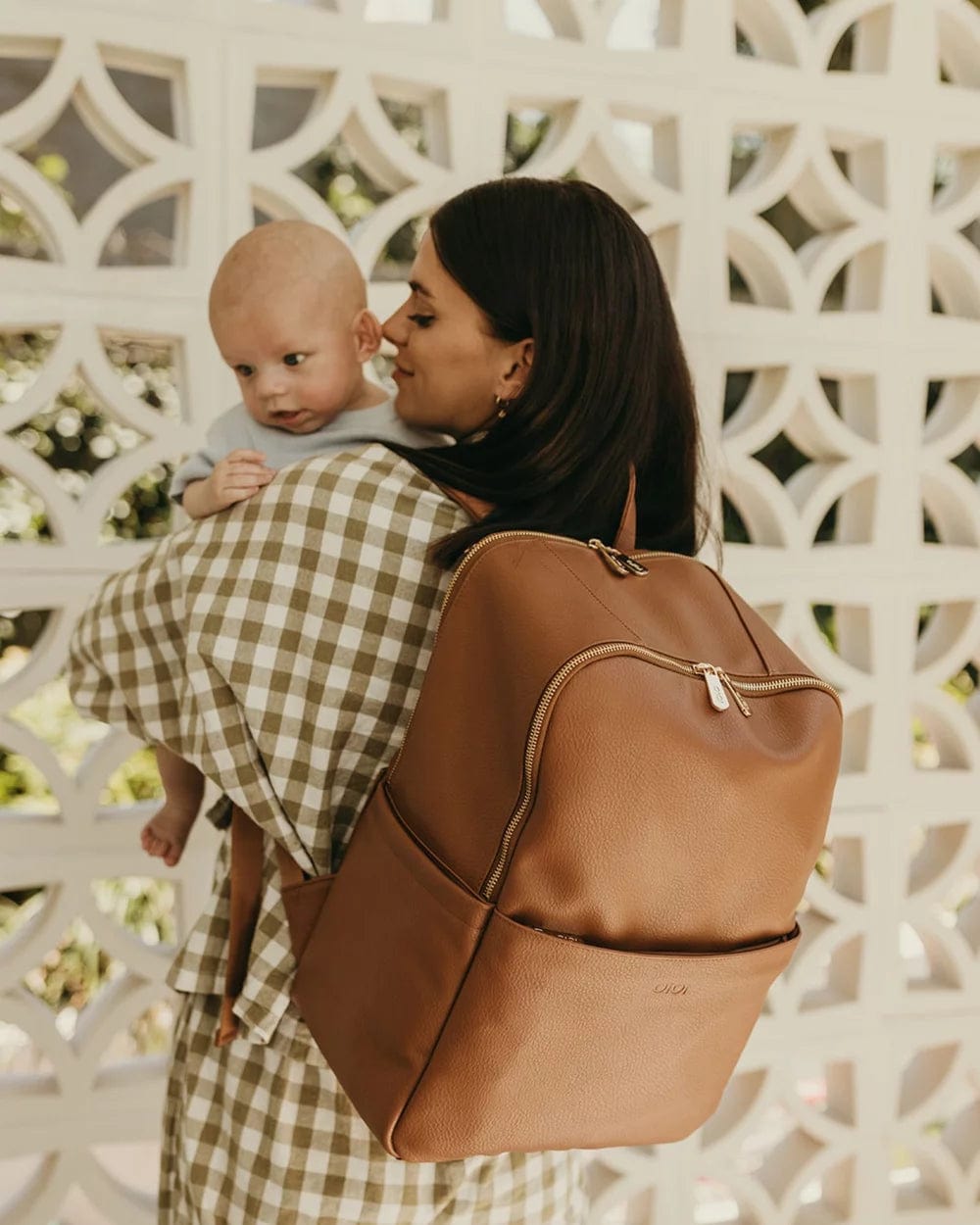 OiOi Baby Care Multitasker Nappy Backpack - Chestnut Brown Vegan Leather