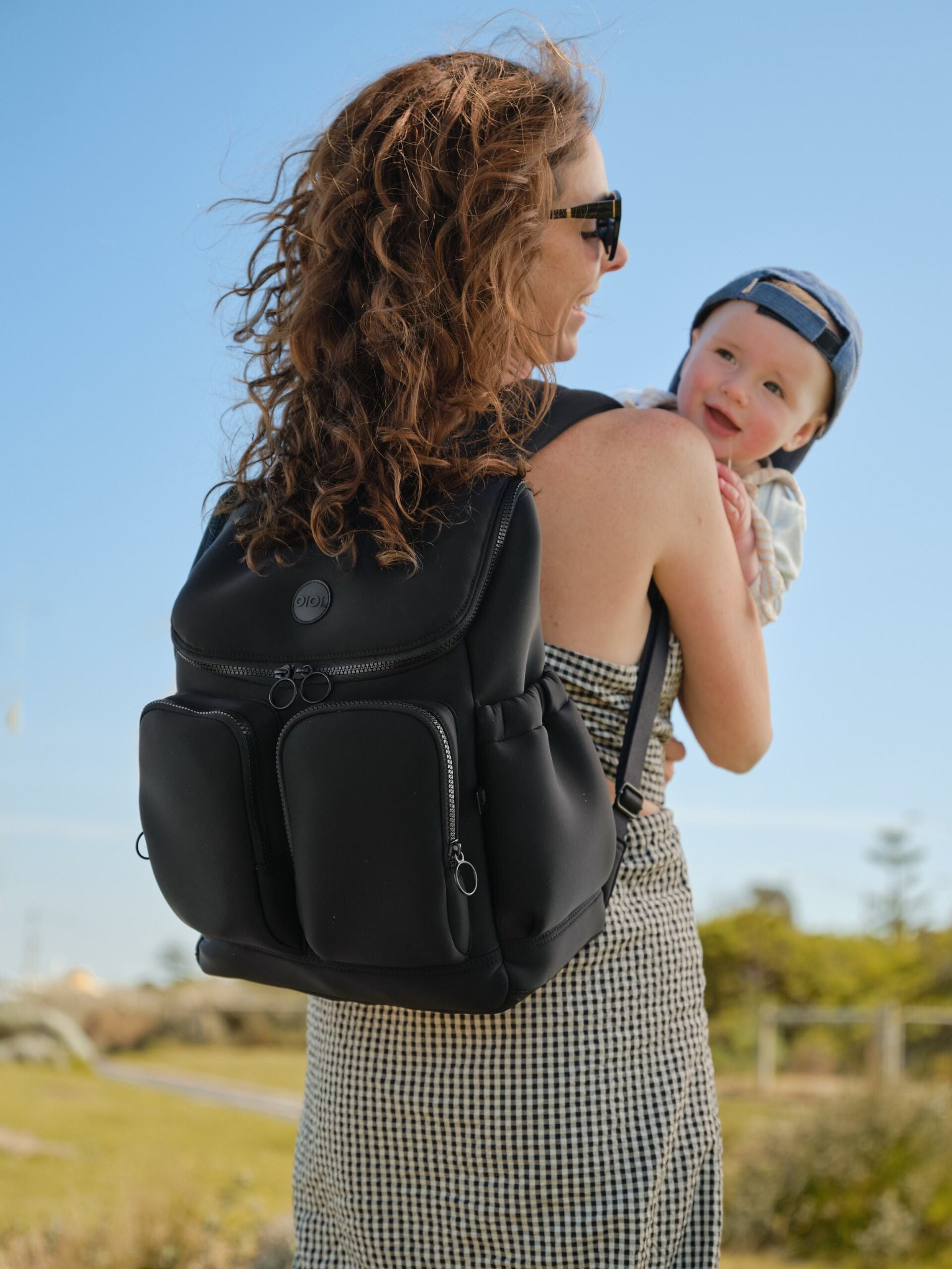 OiOi Baby Care Signature Nappy Backpack - Black Neoprene