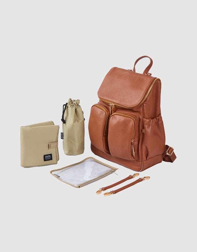 OiOi Baby Care Signature Nappy Backpack - Terracotta Genuine Leather