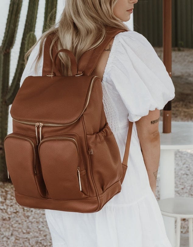 OiOi Baby Care Signature Nappy Backpack - Terracotta Genuine Leather