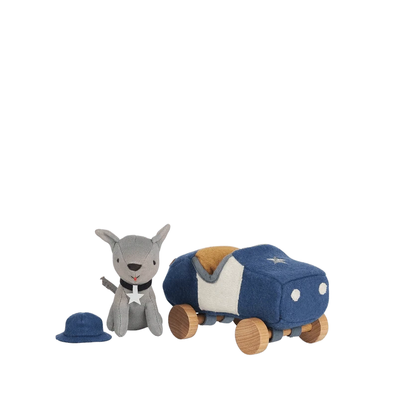 Olli Ella Toys Holdie Dog-Go -Officer Blue