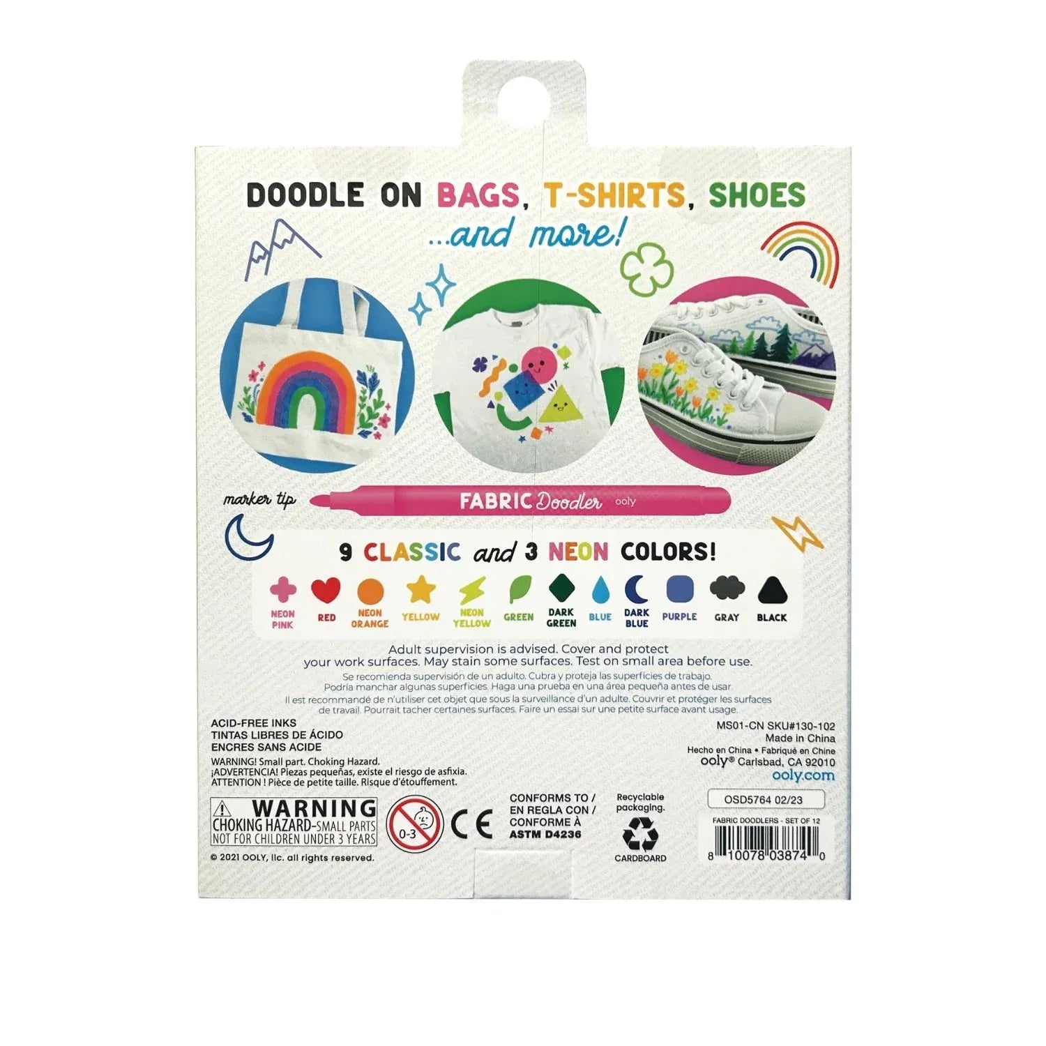 Ooly Fabric Doodlers Markers set for kids with colorful markers designed for fabric and textiles, ideal for creative art projects.