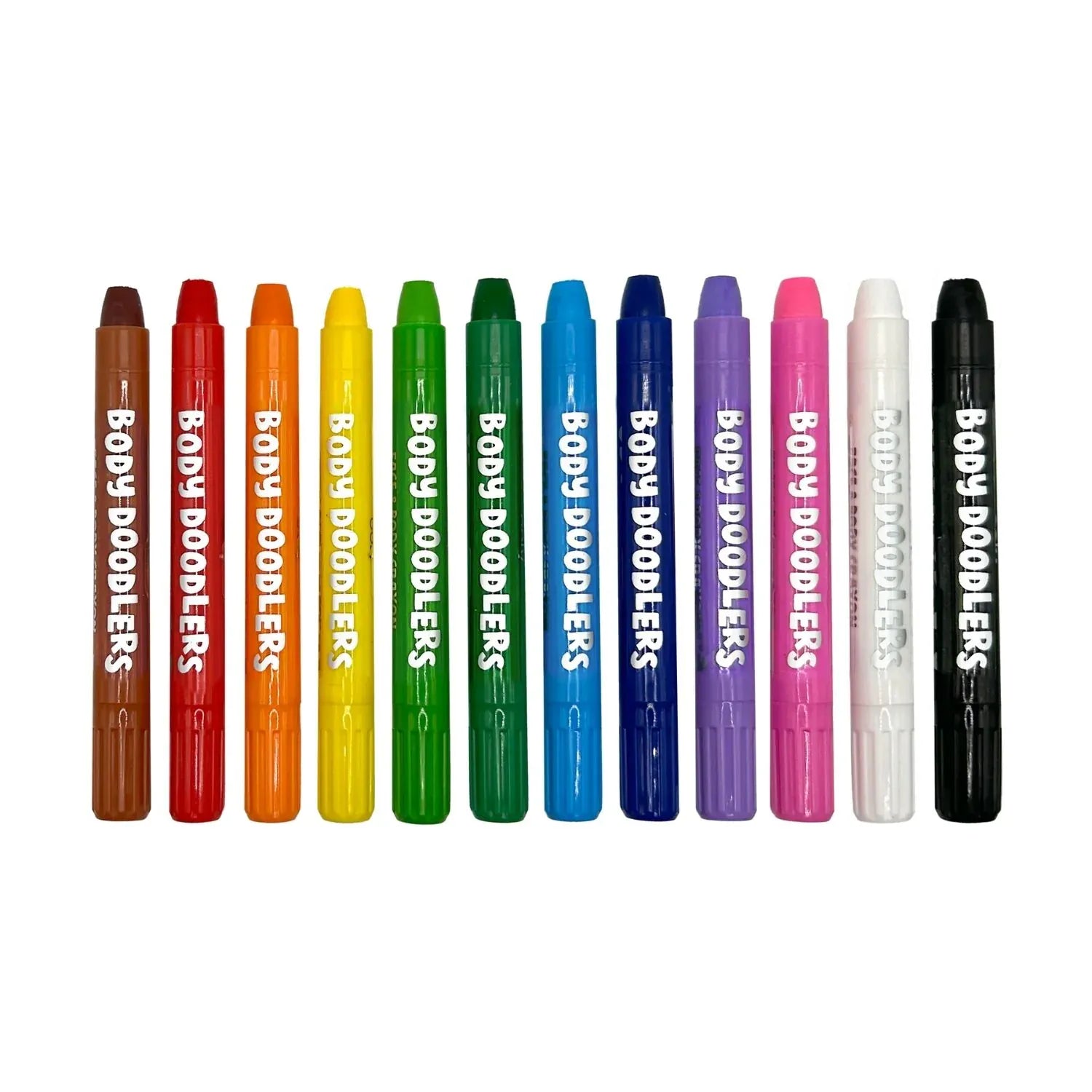 Ooly Face & Body Doodlers Crayons set of colorful toy crayons for creative face and body art on a white background.