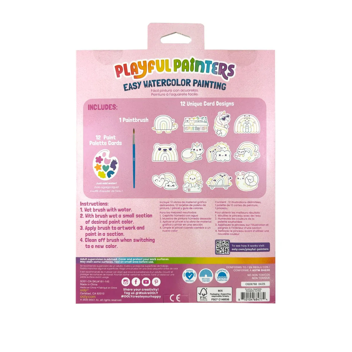 Ooly Toys Playful Painters Easy Watercolour Painting Kit - Rainbow Cuties
