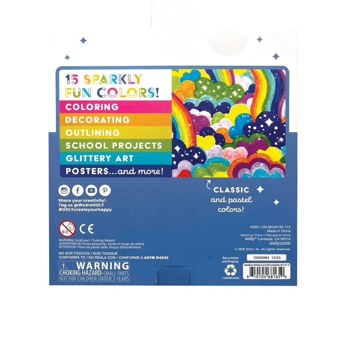 Ooly Toys Rainbow Sparkle Glitter Markers