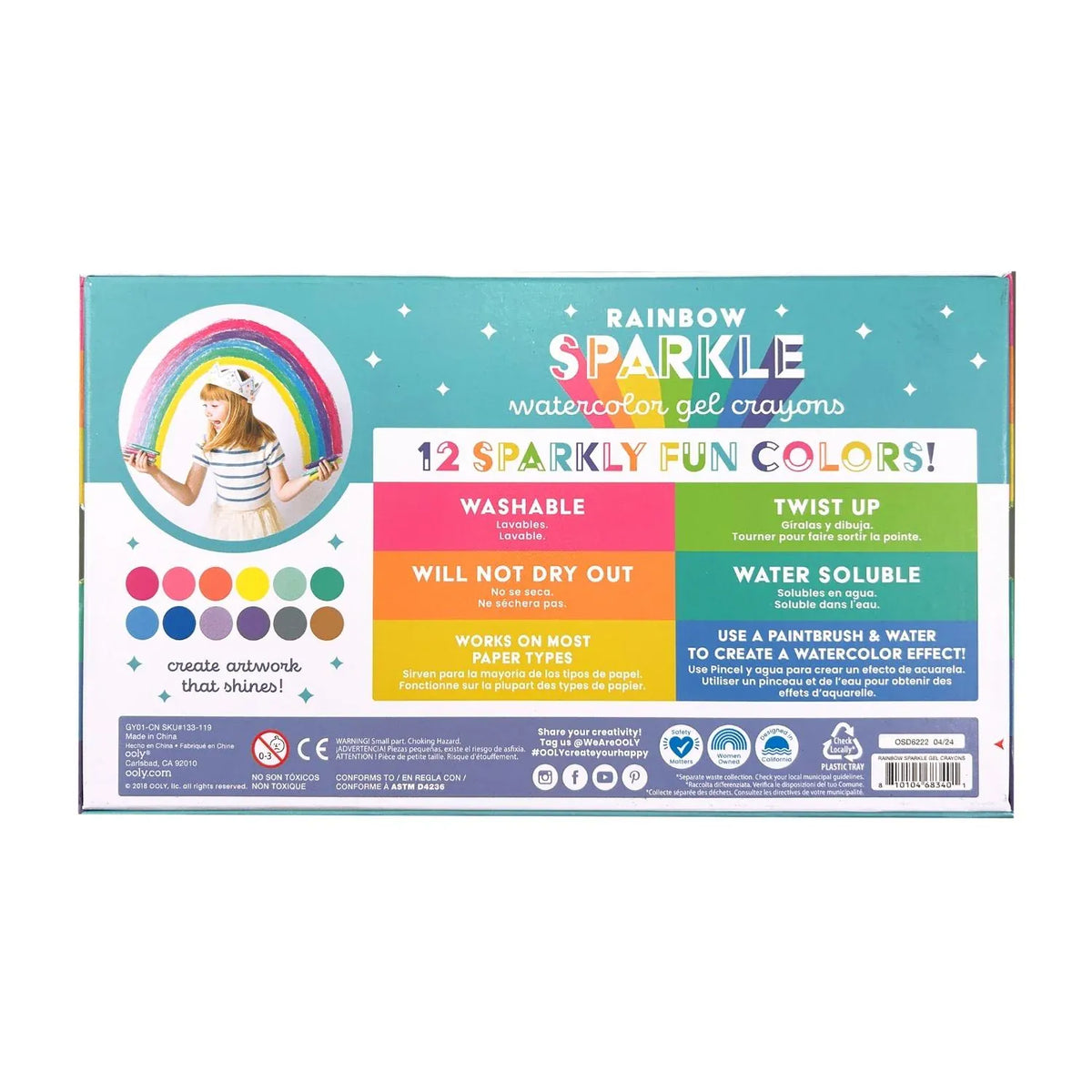 Ooly Toys Rainbow Sparkle Watercolour Gel Crayons