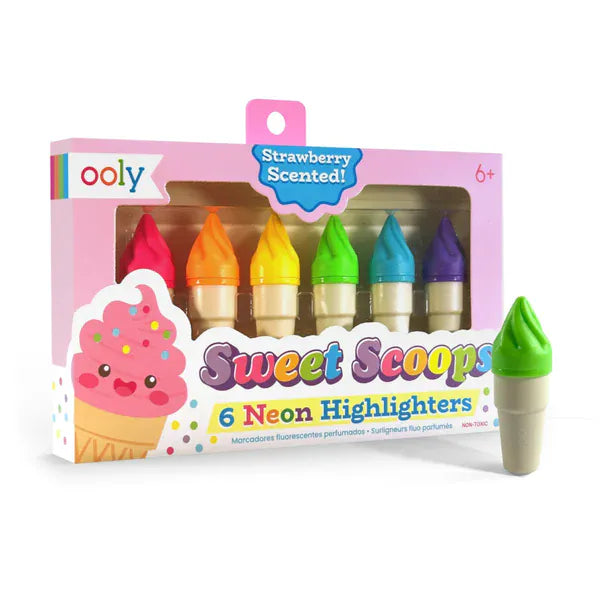 Ooly Toys Sweet Scoops Neon Highlighters - Strawberry Scent