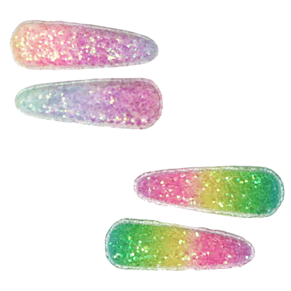 Pink Poppy Girls Accessory Rainbow Chunky Glitter Snap Clips