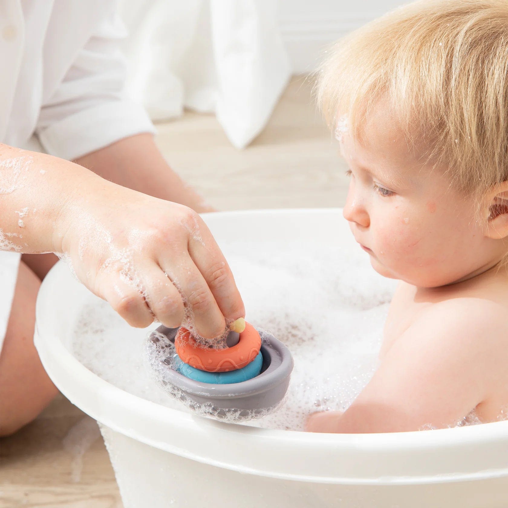 Playground Bath Toys Silicone Stacking Boat with Rings