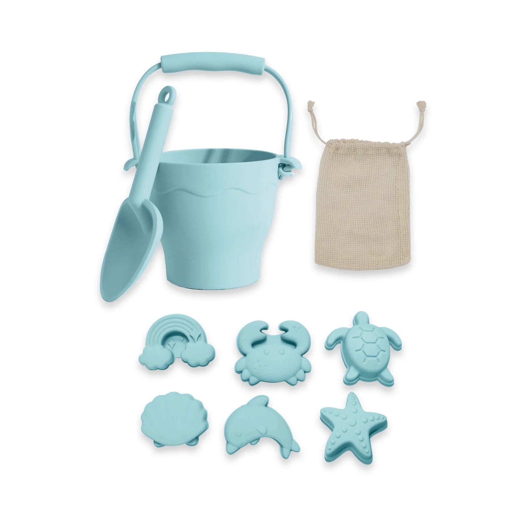 Playground Toys Light Blue Silicone 8pc Bucket Set