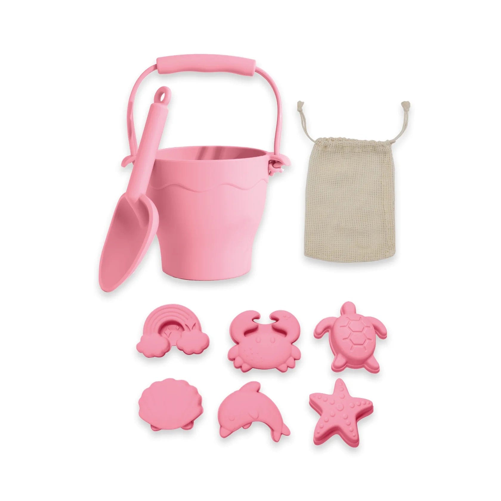 Playground Toys Light Pink Silicone 8pc Bucket Set