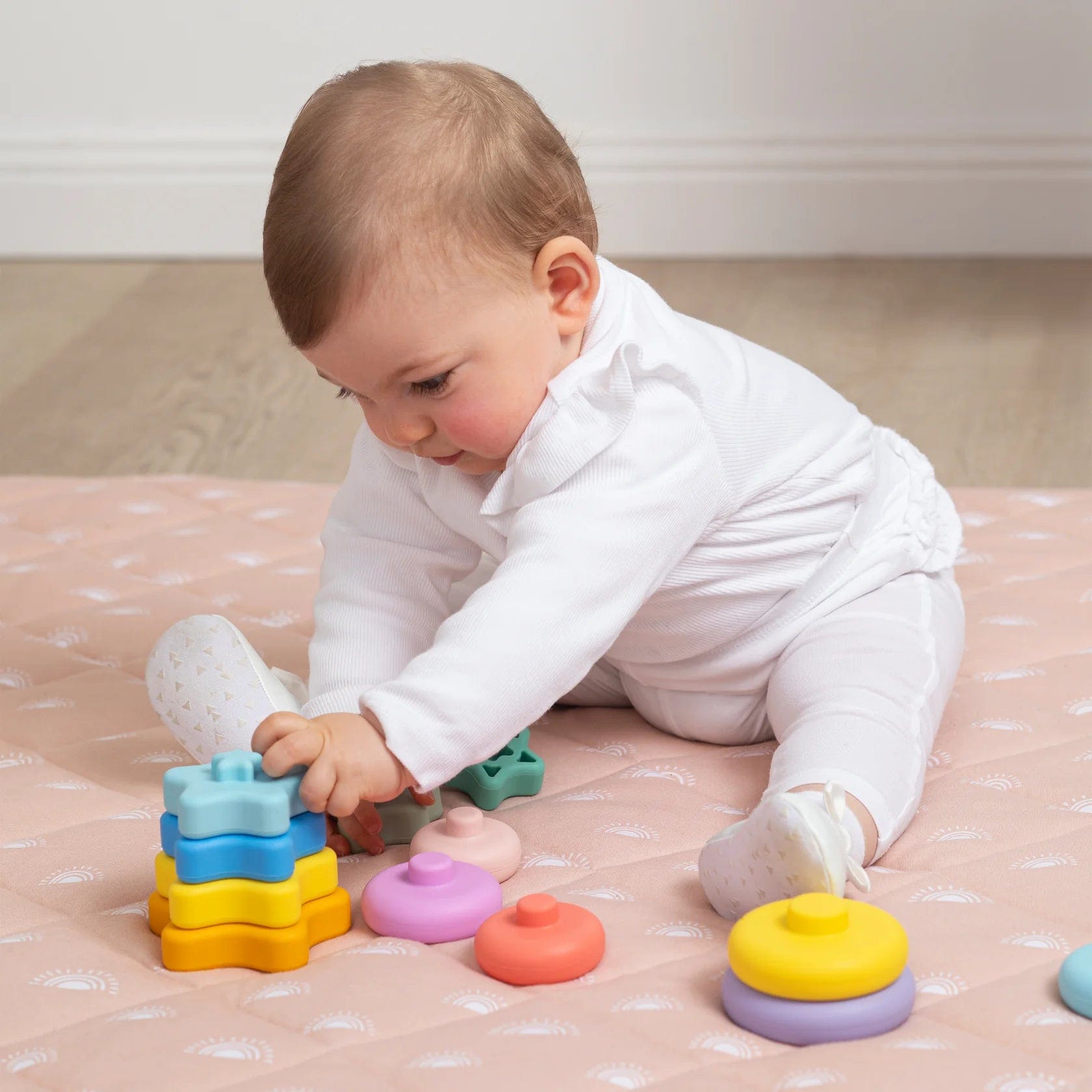 Playground Toys Silicone Stacking Tower Star - Sorbet