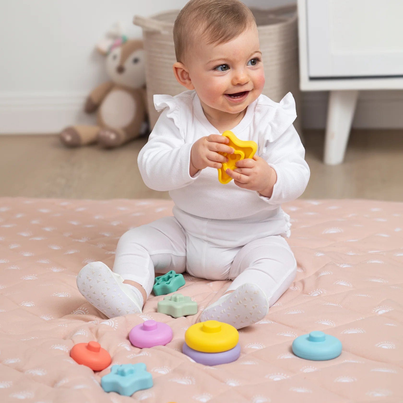 Playground Toys Silicone Stacking Tower Star - Sorbet