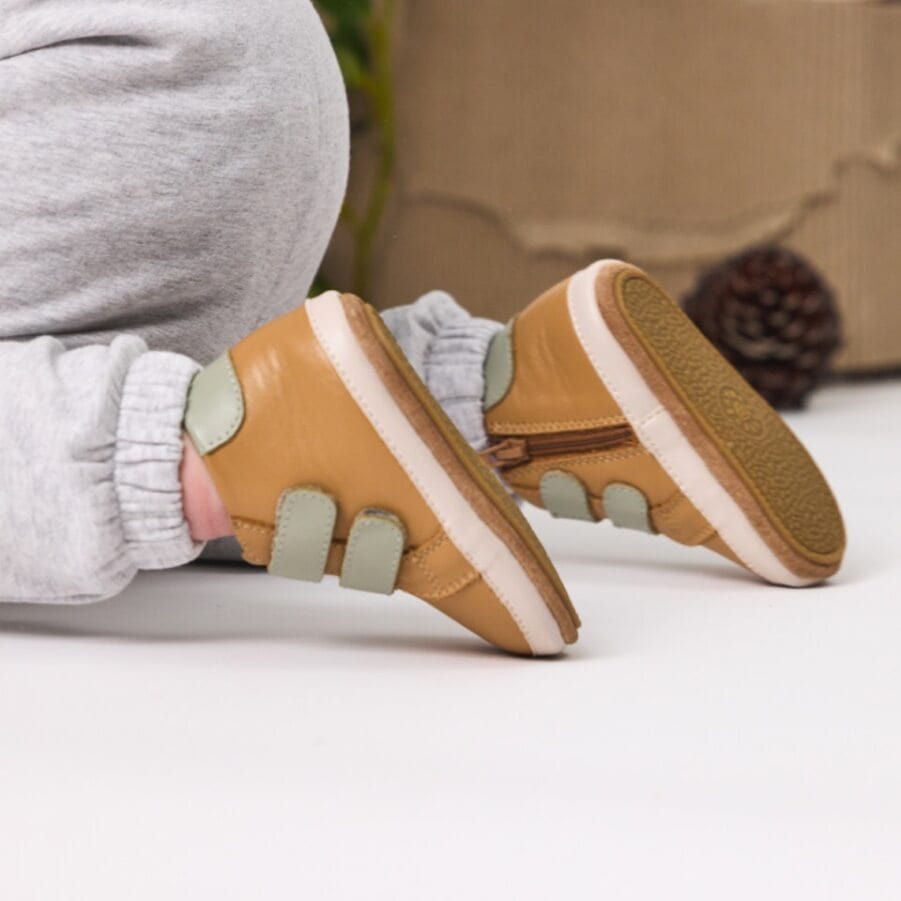 Pretty Brave Baby Shoes Baby Hi-Top in Tan/Sage