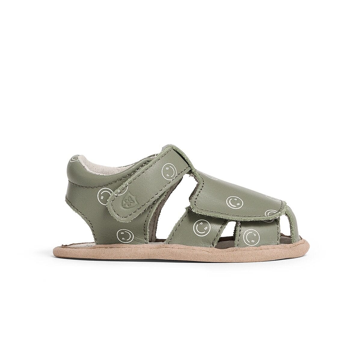 Pretty Brave Baby Shoes Milo Sandal in Khaki Smiley