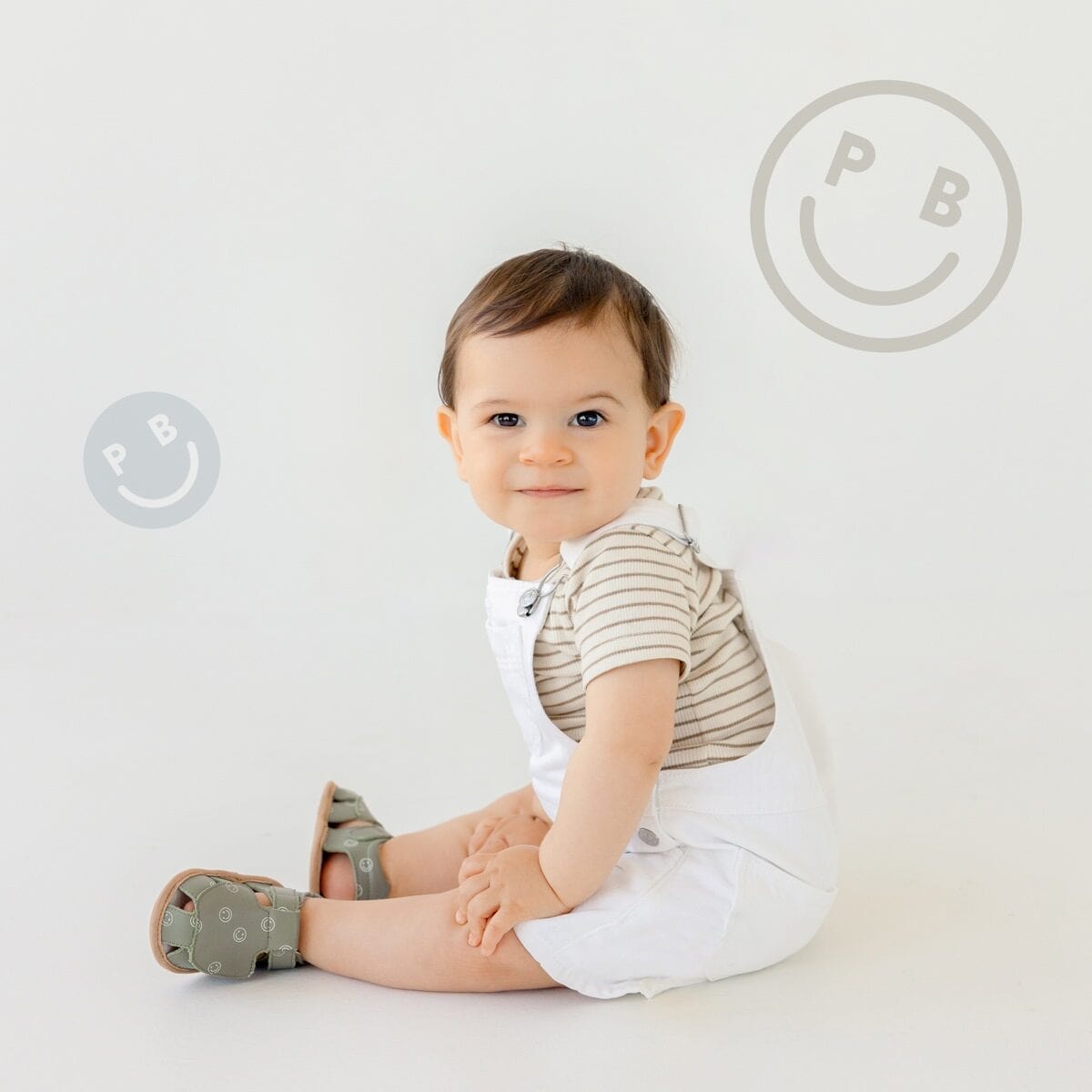 Pretty Brave Baby Shoes Milo Sandal in Khaki Smiley