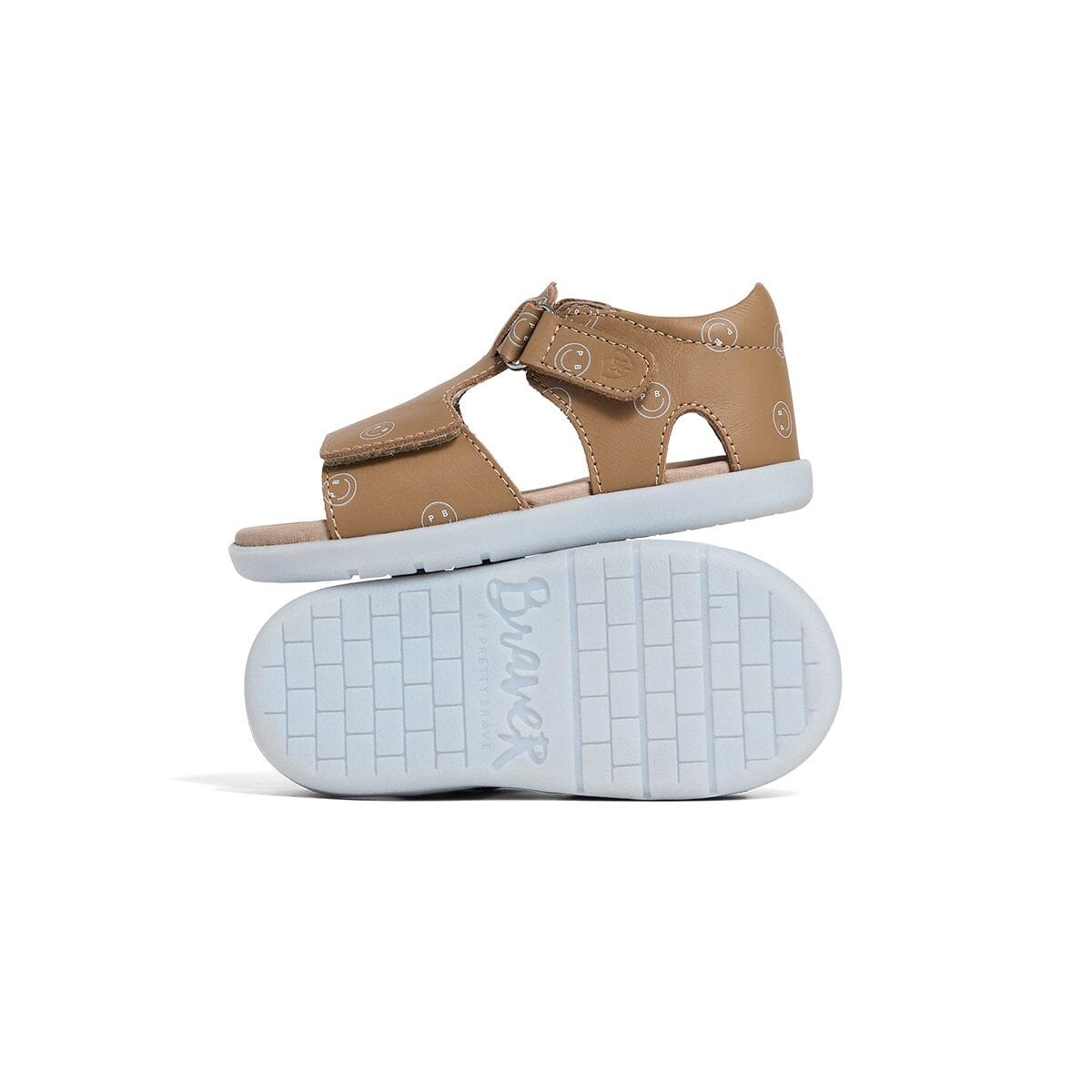 Pretty Brave Boys Shoes Bailey Sandal in Tan Smiley