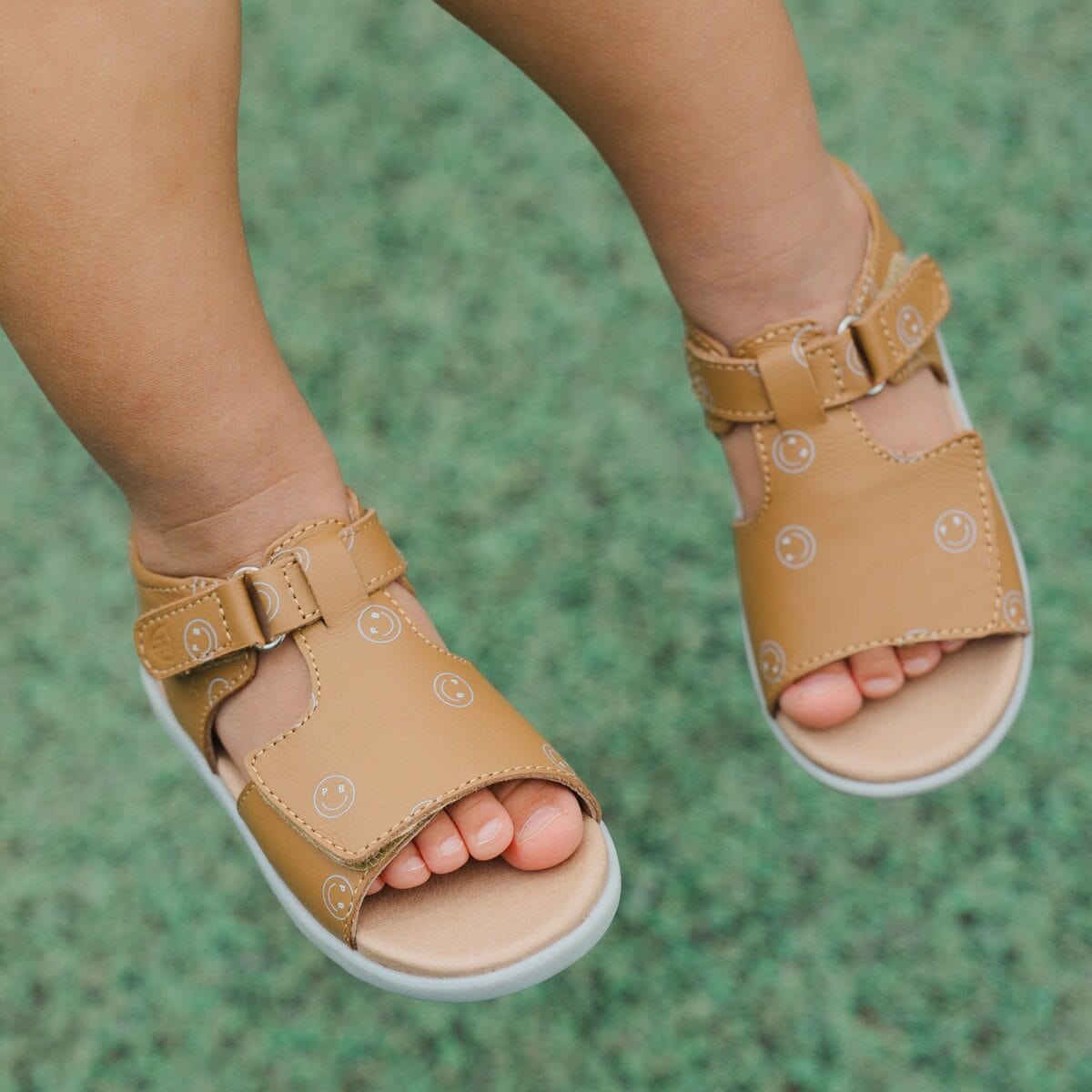 Pretty Brave Boys Shoes Bailey Sandal in Tan Smiley