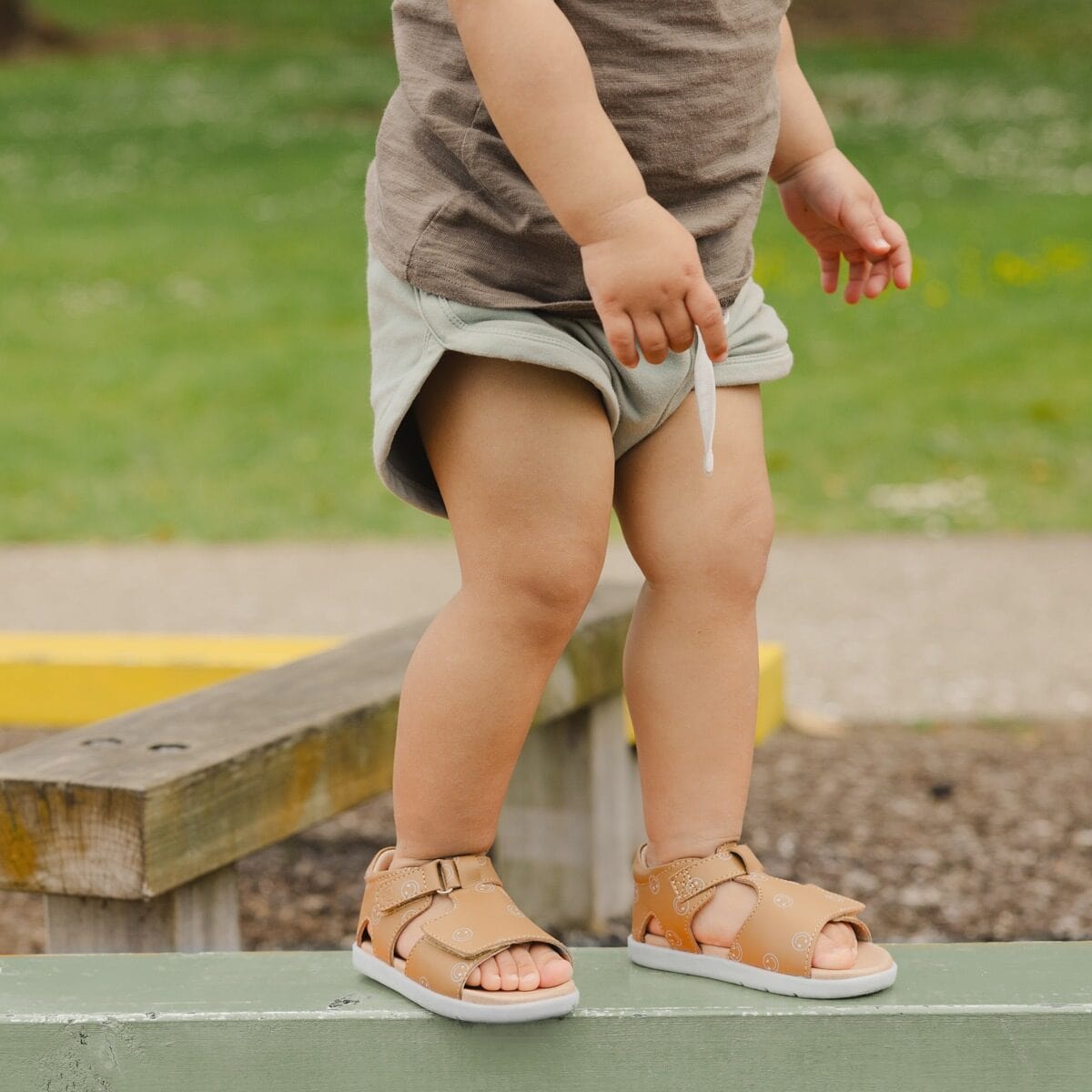 Pretty Brave Boys Shoes Bailey Sandal in Tan Smiley