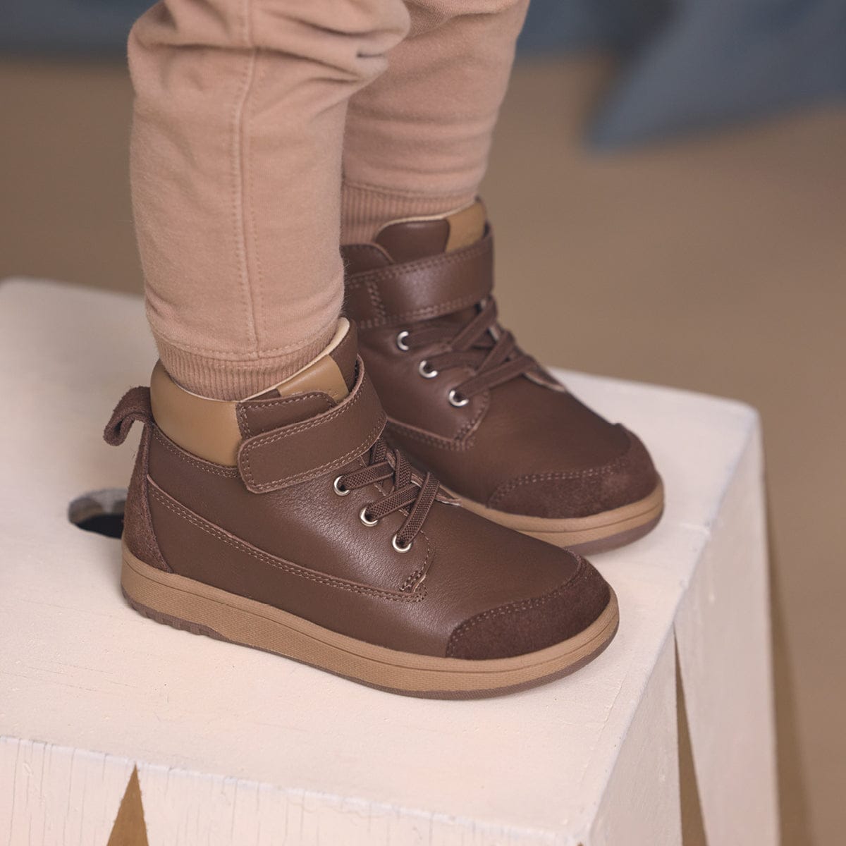 Boys' Corey Chocolate Boot by Pretty Brave featuring a sturdy design and brown leather finish, suitable for casual wear.