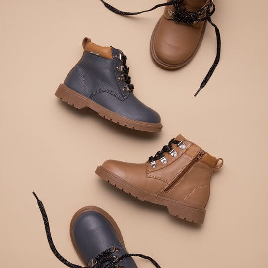 Boys' Dylan Tan Boot by Pretty Brave featuring durable tan leather, sturdy sole, and comfortable design for active kids.