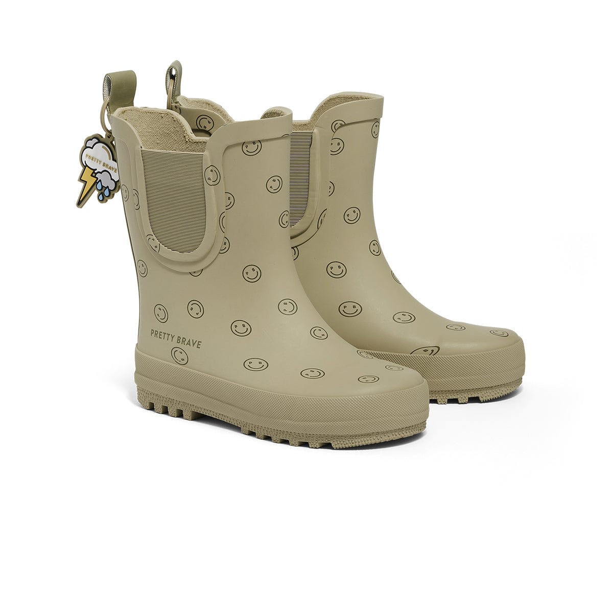 Pretty Brave Boys Shoes EU21 Puddle Boot in Sage Smiley