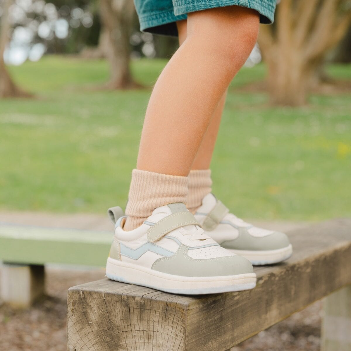 Pretty Brave Boys Shoes Playground Trainer in Sage Combo