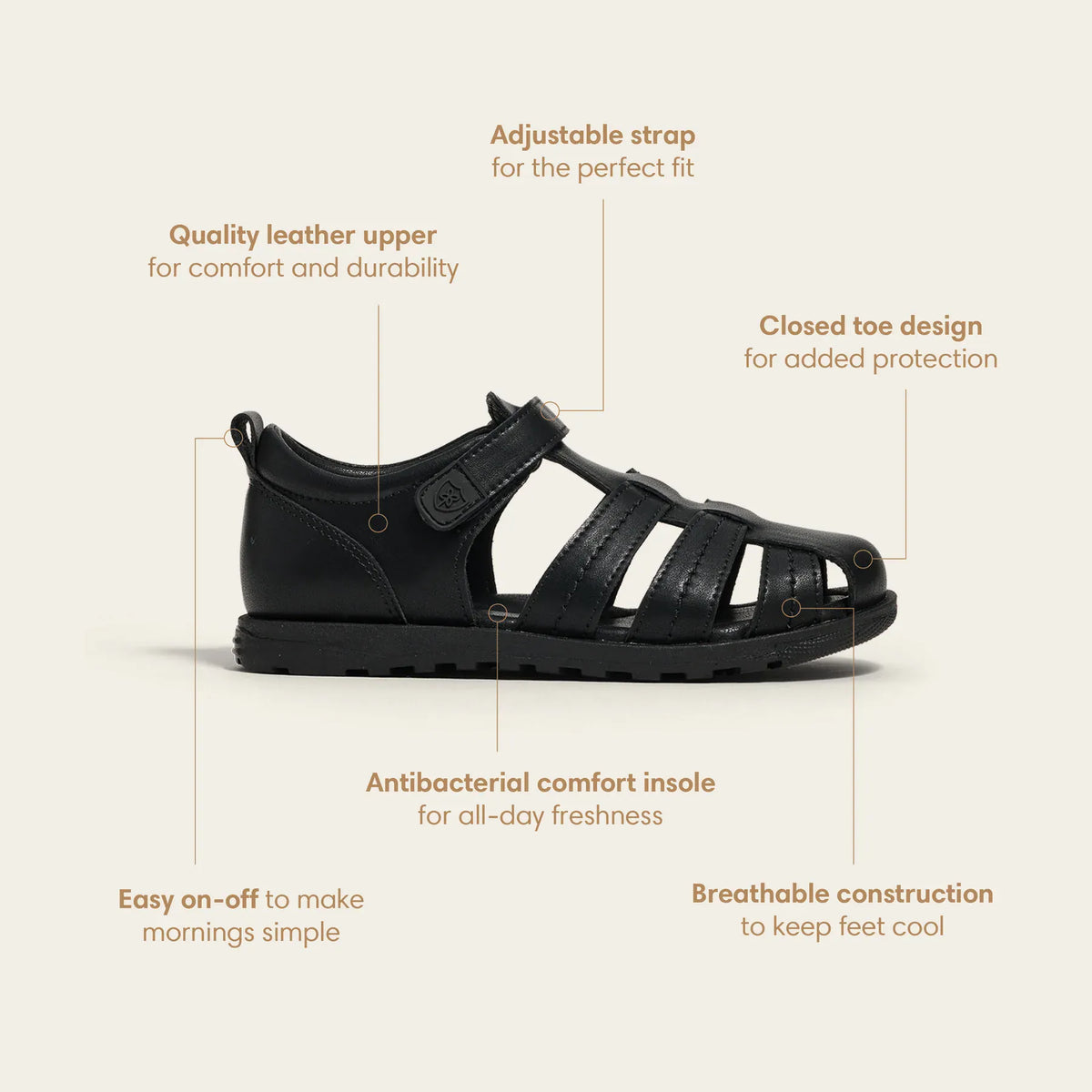 Pretty Brave Unisex Shoes APOLLO Black School Shoe