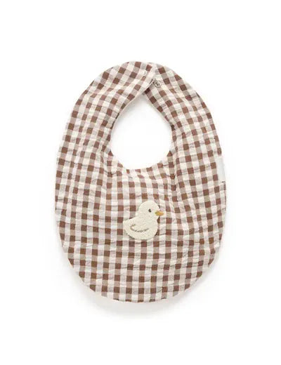 Purebaby Accessory Bib Milk Choc Gingham Bib