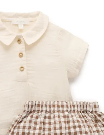 Purebaby Boys Onesie Gingham Set