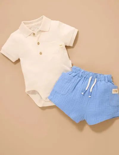 Purebaby Boys Onesie Polo Bodysuit
