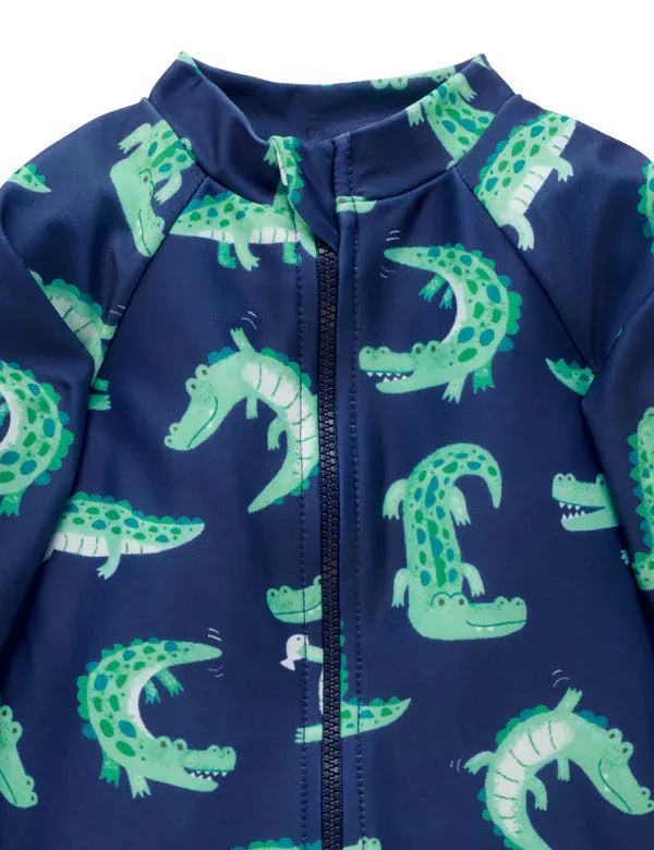 Purebaby Boys Swimwear Crocodile Long Sleeve Rashie Sunsuit