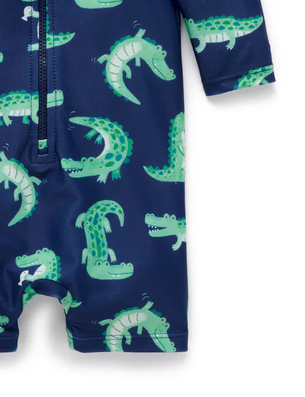 Purebaby Boys Swimwear Crocodile Long Sleeve Rashie Sunsuit