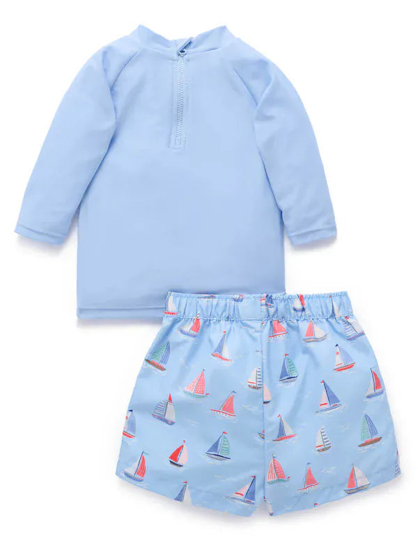 Purebaby Boys Swimwear Sail Away Board Short & Rashie Set
