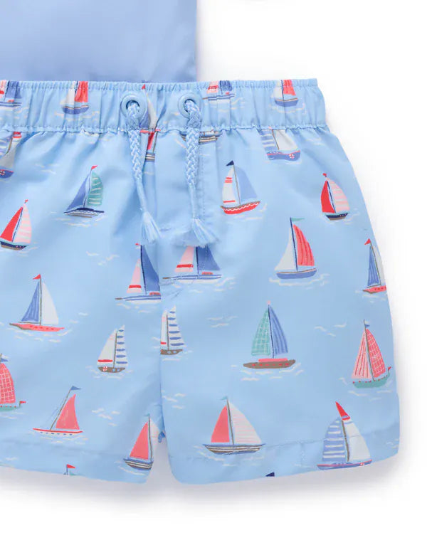 Purebaby Boys Swimwear Sail Away Board Short & Rashie Set