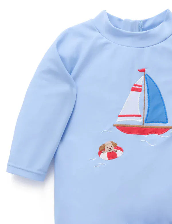 Purebaby Boys Swimwear Sail Away Board Short & Rashie Set