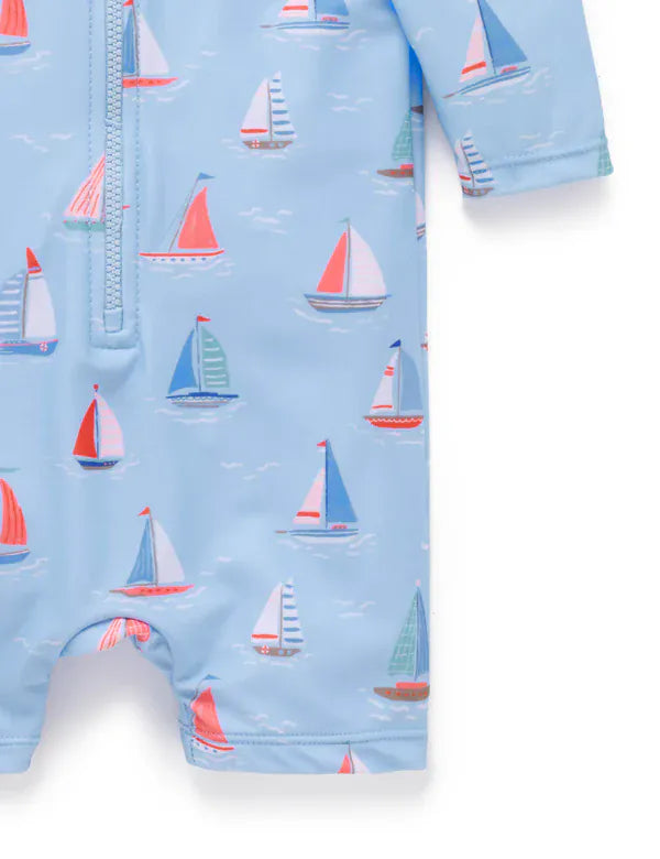 Purebaby Boys Swimwear Sail Away Long Sleeve Rashie Sunsuit