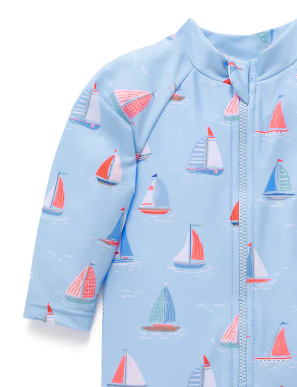 Purebaby Boys Swimwear Sail Away Long Sleeve Rashie Sunsuit